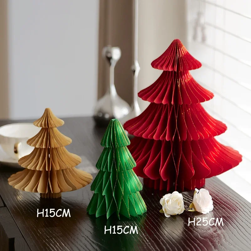 

Multi-style Christmas Small Gift Mini Christmas Tree Desktop Small Ornaments Paper Folding Christmas Tree Combination suit 2025