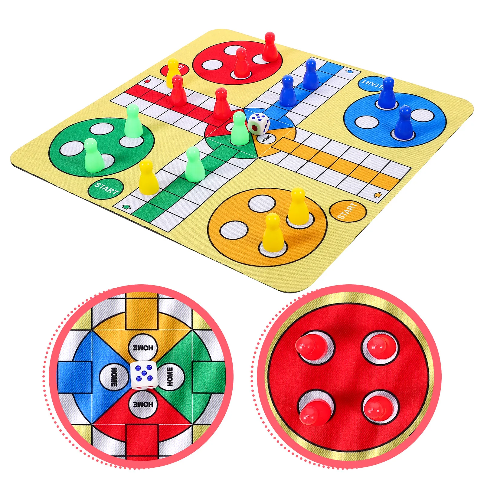 

1Set Flying Chess Mat Portable Lightweight Board Game Small Size for Party Travel Convenient Logic Thinking Game Fun Play