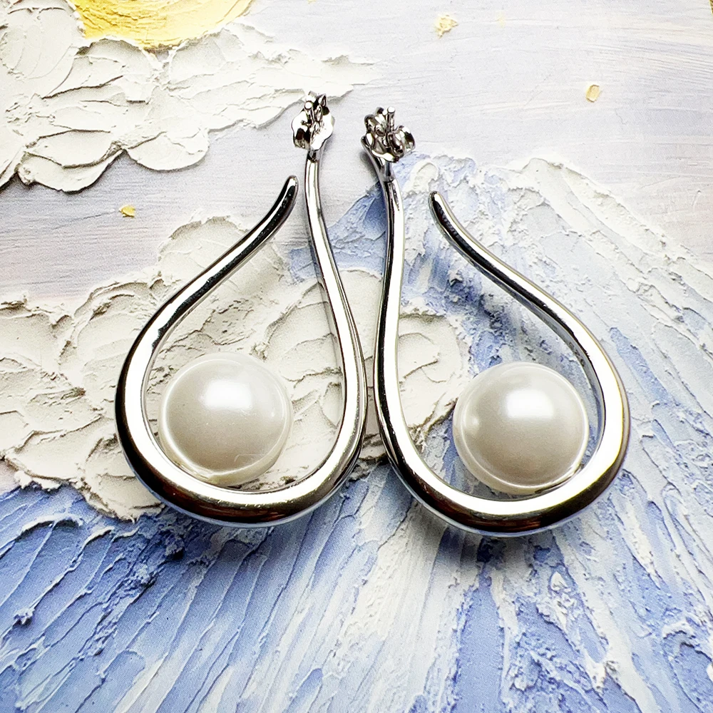 Dangle Earrings Tear Drop Pearl Fine Jewelry For Women Summer Brand New Real Sterling Silver 925 Romantic Gift