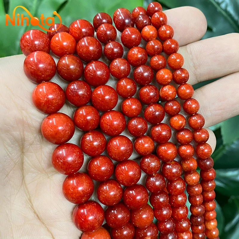 Smooth Natural Red Chalcedony Round Loose Beads 15\