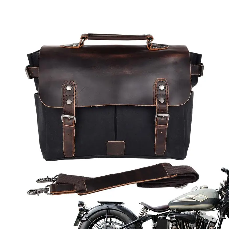 Motorcycle Side Saddle Bags Oil Waxed Vintage Hunging Canvas Bags Motorcycle Saddlebag Waterproof Motor Luggage Pack for Motor