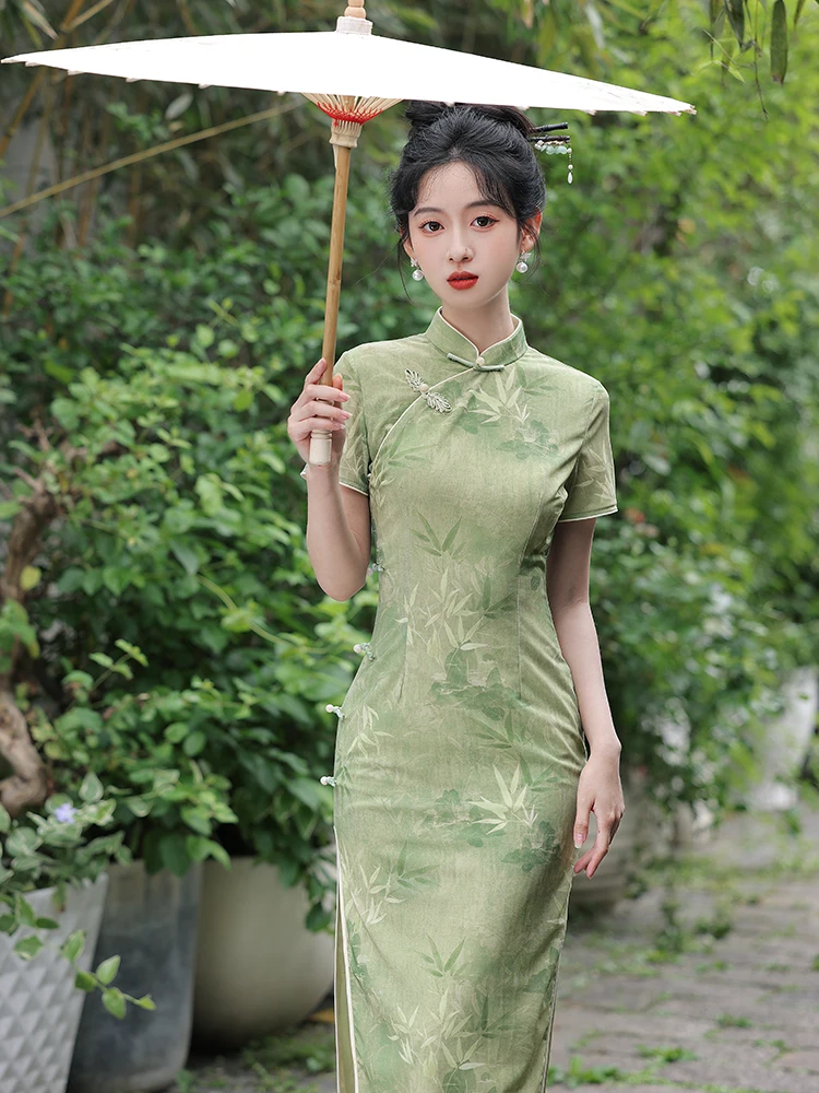 

Новинка: Летнее платье для молодых женщин, повседневное, высококачественное, элегантное, модное, в китайском традиционном стиле, длинное.