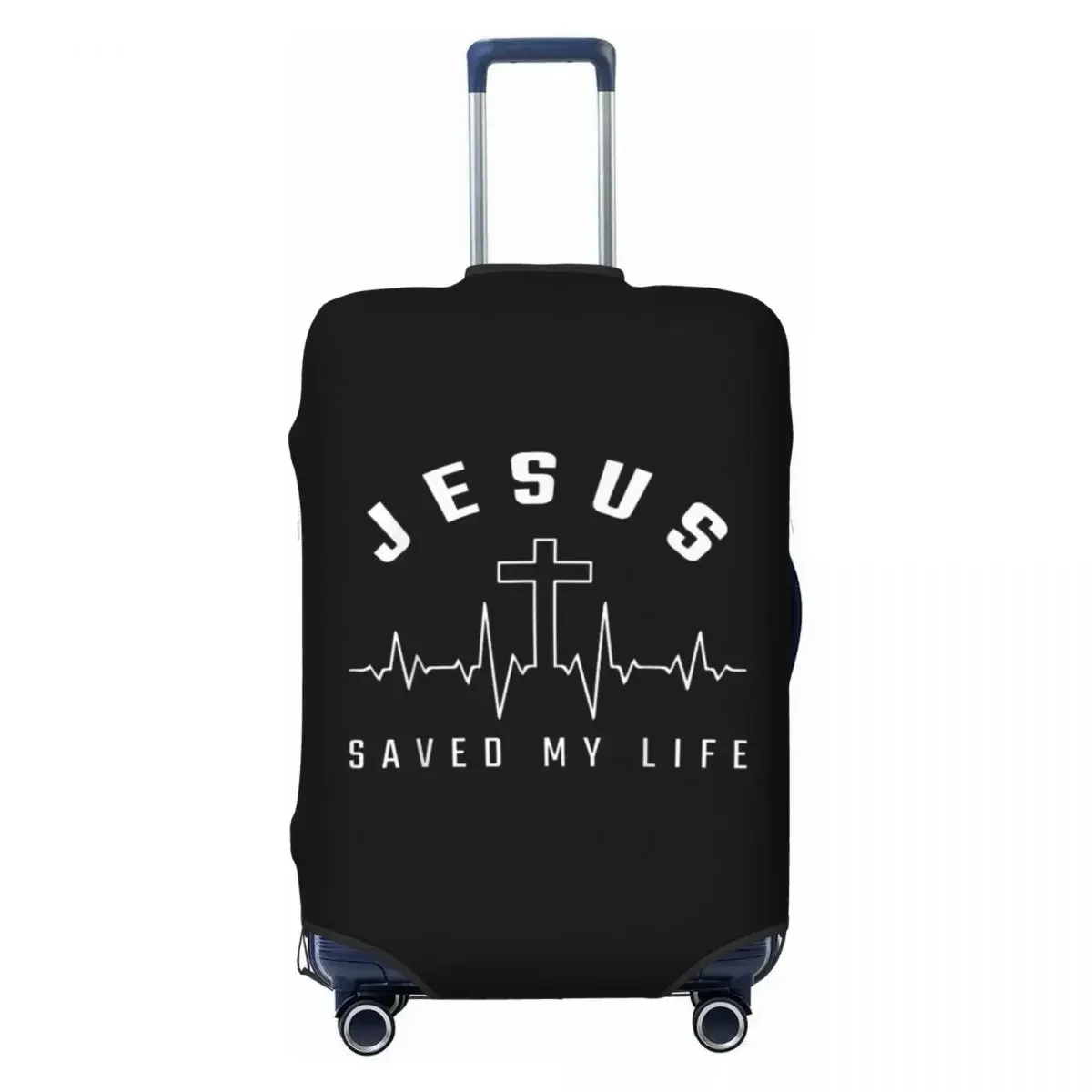 

Custom Saved My Life Luggage Cover Elastic Christian Religious Faith Travel Suitcase Protective Covers Fits 18-32 Inch