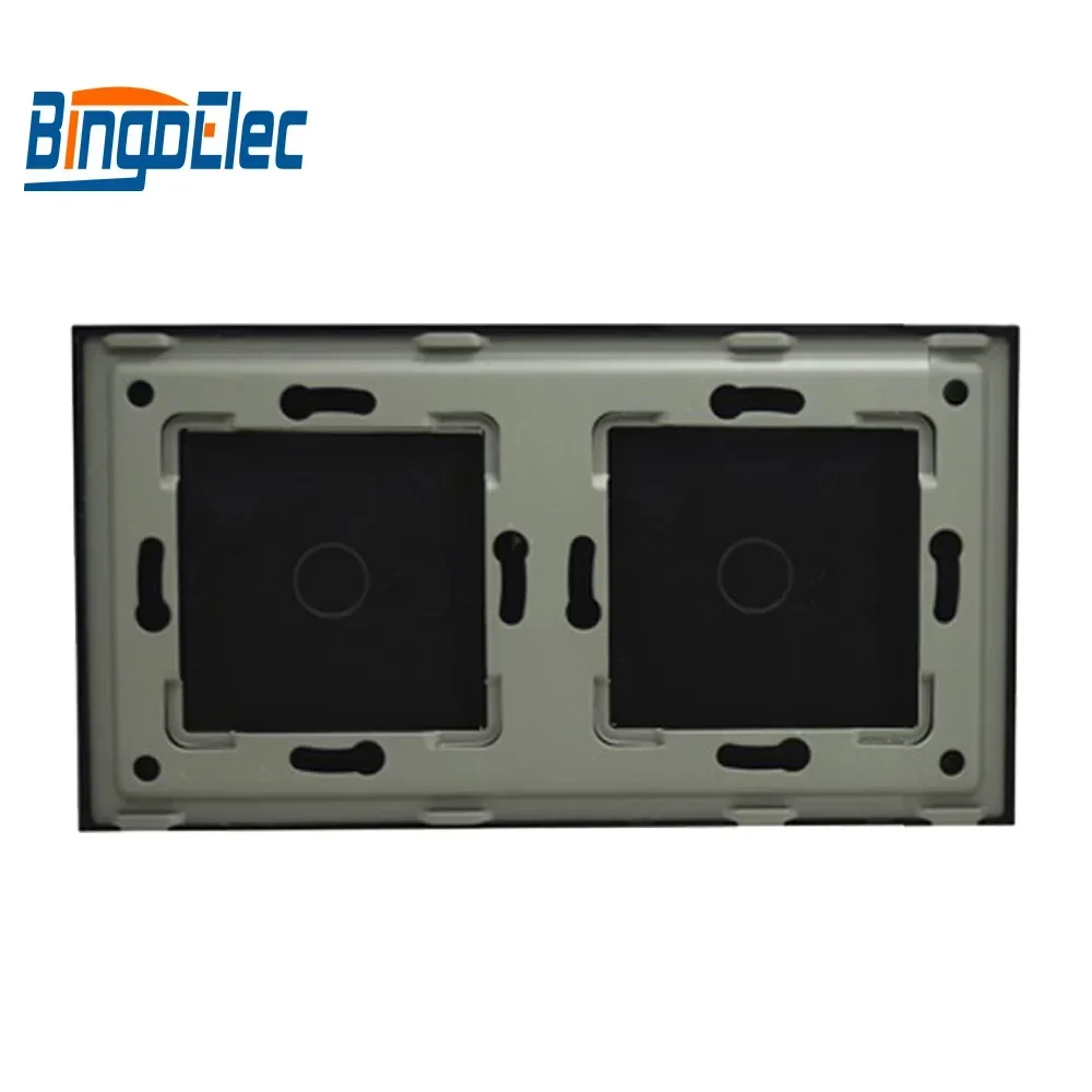 Bingoelec Triple Glass Panel Only 158mm Triple 1Gang Pearl White Black Gloden For Wall Switch Function Part DIY with Metal Frame