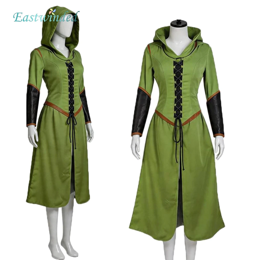 Disfraz de Arwen de El Señor de los Anillos, Vestido Verde con Capucha, Uniforme de Combate, Disfraz para Mujer, Halloween, Carnaval, Fiesta