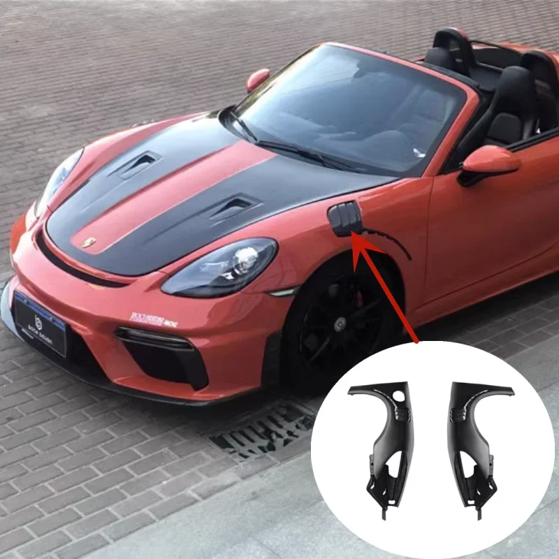 Cocok For 718 Porsche Boxster Dimodifikasi Serat Karbon Depan Bibir Belakang Sayap Daun Piring Kandang