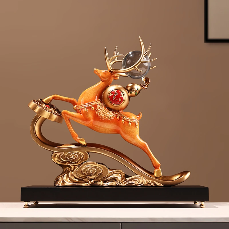 

1pc Chinese Style Deer Ornament Wedding Room Decor Living Room TV Cabinet Decoration Resin Handicrafts Animal Form Feng Shui