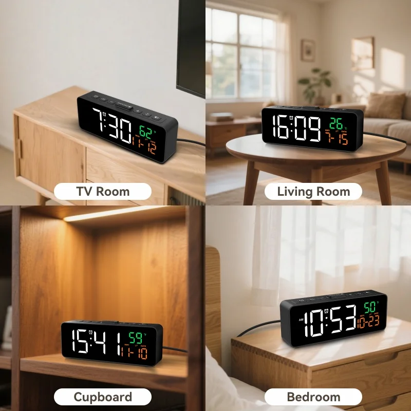 USB Digital Alarm Clock with Temp Display 6