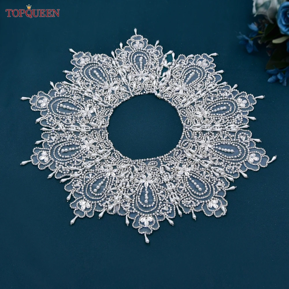 TOPQUEEN New Wedding Bridal Gauze Shawl Imitation Pearl Choker Necklace Jewelry Beading Body Chain Women Shawl SG03