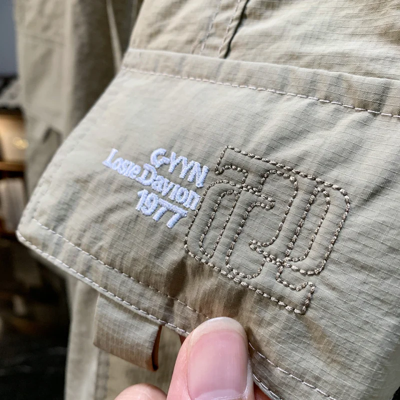 Летние тонкие мужские шорты для спецодежды, модные повседневные спортивные свободные крутые быстросохнущие брюки из ледяного шелка пяти четвертей