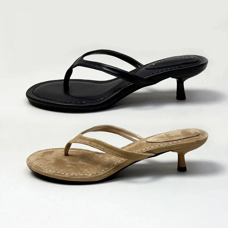 

Женские нескользящие шлепанцы на тонком каблуке, модные сандалии с круглым носком, удобные женские туфли-мюли на каблуке