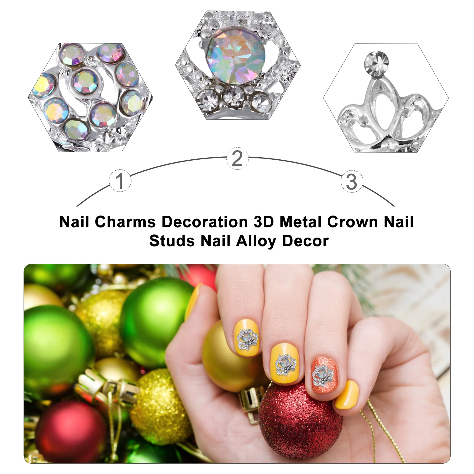 

50Pcs Crown Nail Charms 3D Alloy Studs for Nail Art Decoration DIY Manicure Sparkle Accessories Crown Manicure Charm