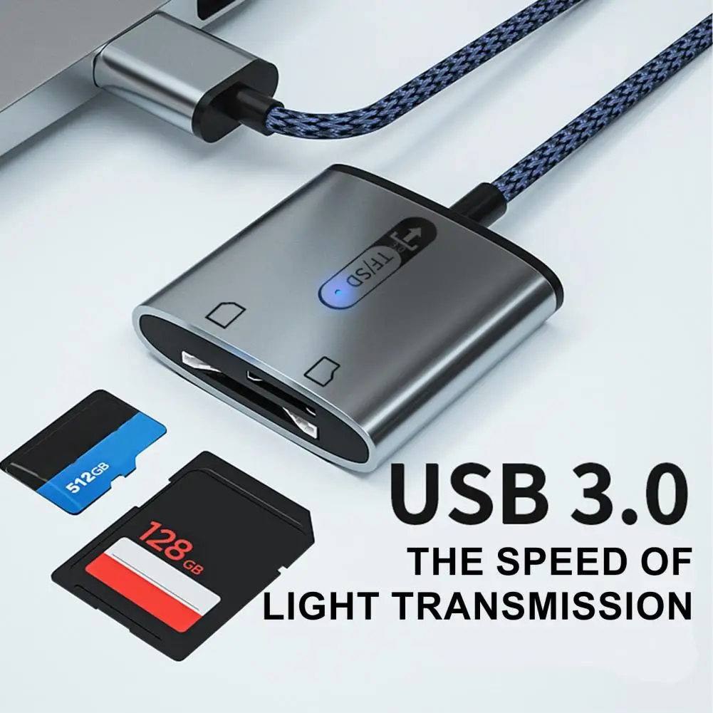 TF Card Reader Plug And Play Dual Slot USB 3.0 High Speed Data Transmission 2 in 1 Camera Memory Card Reader Computer Accessorie