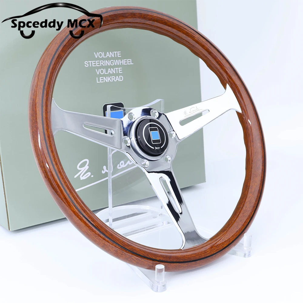 

14-дюймовый 350-миллиметровый классический руль под дерево, полированный авиационный качественный алюминиевый автомобильный спортивный руль