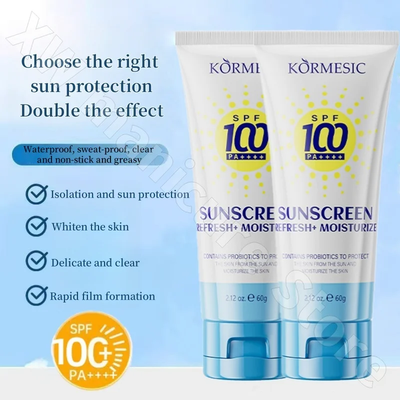 SPF100 Sunscreen Isolation, UV Protection, Waterproof, Sweat-proof, Brighten Skin Tone, Military Training for Men and Women 60g