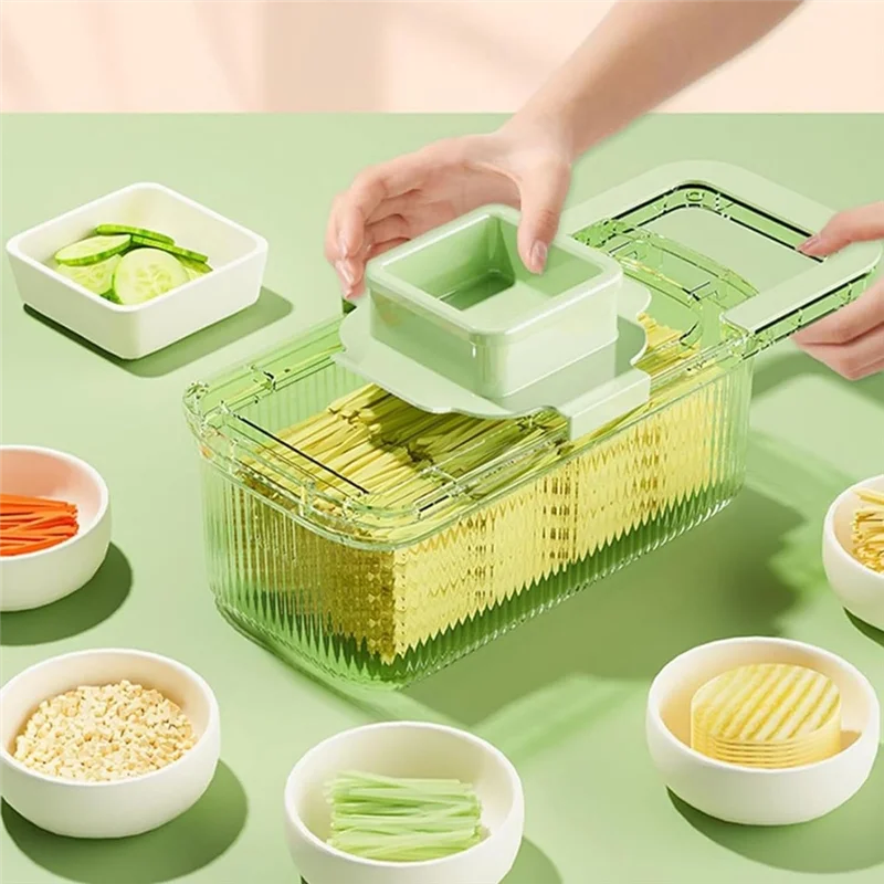 ABJY-Tritatutto per verdure Grattugia per alimenti multifunzionale 6 utensili da taglio Tritatutto per verdure rotondo con contenitore Cucina Sala da pranzo