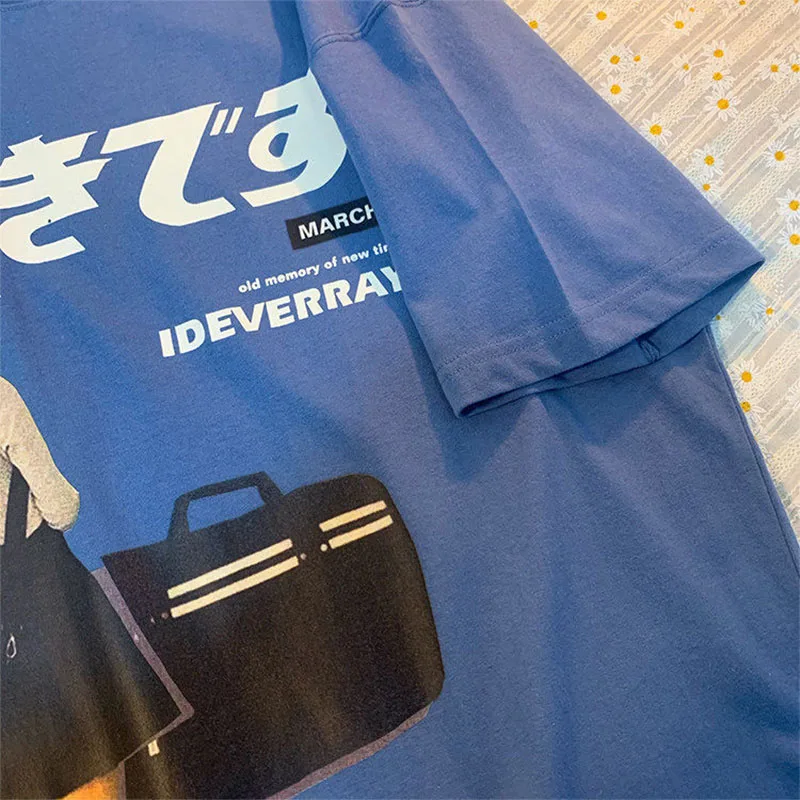 Phụ Nữ Áo Thun Y2k Áo Tee Hip Hop Dạo Phố Harajuku Cô Gái Nhật Bản In Hình Mùa Hè Hàn Quốc Tay Ngắn Thun Cotton Quần Áo