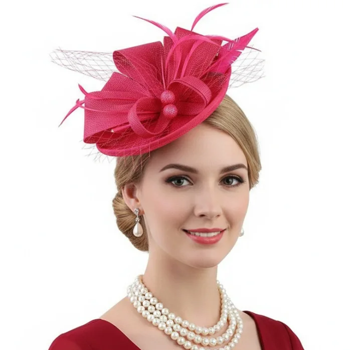 New Arrival Vintage Feather Net Yarn British Style Headpiece Handmade Creative Hair Decor for Prom Derby Party