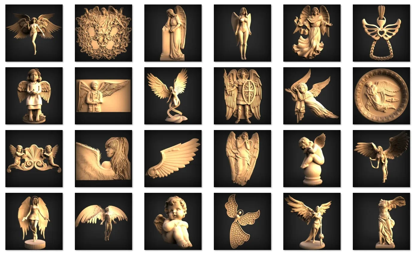 93+ Angel STL collection for 3D printers and CNC routers