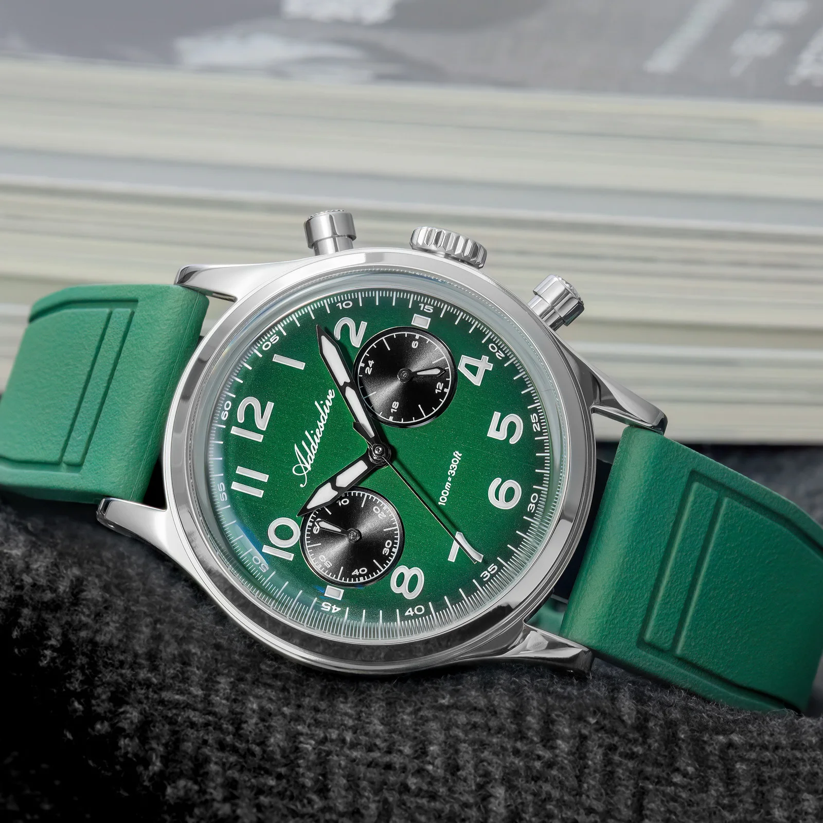 

ADDIESDIVE VK64 Men's Chronograph Quartz Watches Bubble Mirror Glass AD2516 Reloj Hombre 100M Waterproof Watches NEW Male Clock