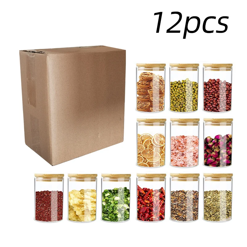 12pcs/Set Home Organizer Kitchen Storage Glass Food Storage Containers