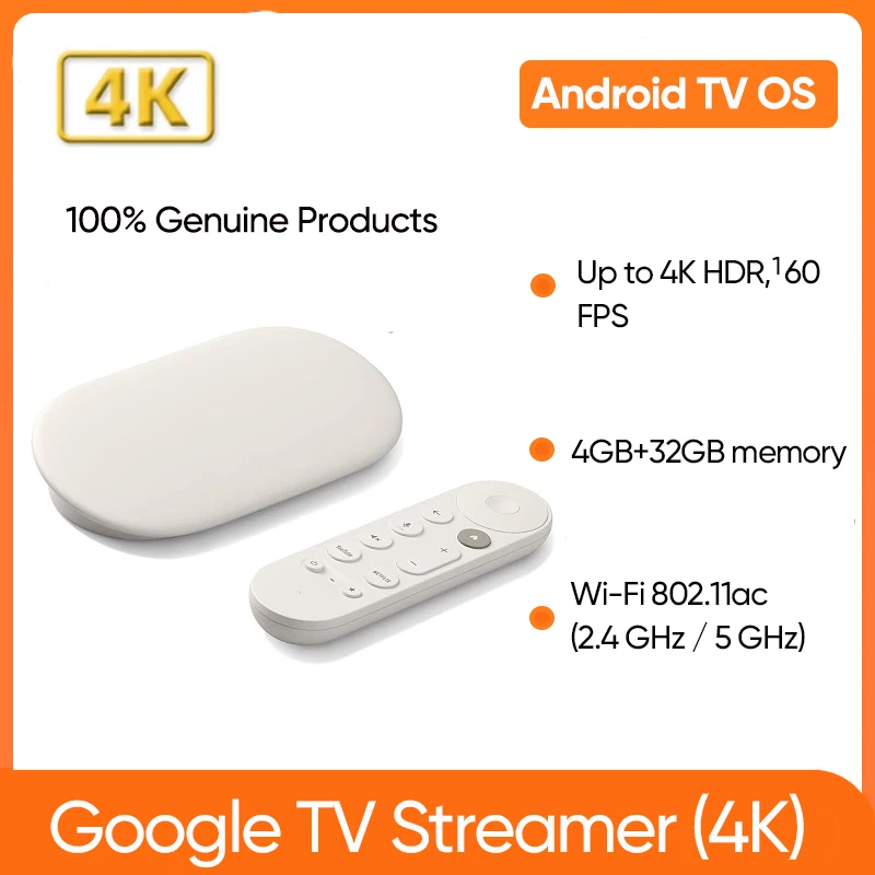Nuevo reproductor de Google TV (4K) en stock, Android 10, 32 GB, certificado por Netflix, Dolby Vision Atmos, reproductor de Google TV