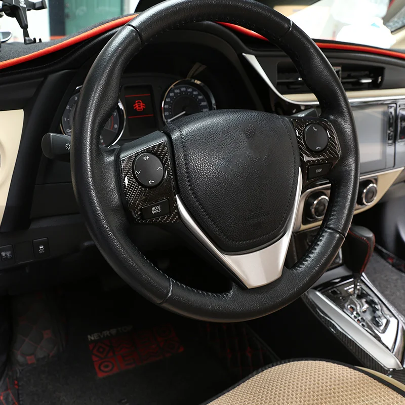 لتويوتا كورولا 2014 2015 2016 2017 2018 لينة ألياف الكربون عجلة توجيه سيارة زر غطاء إطاري ملصق الكسوة اكسسوارات السيارات