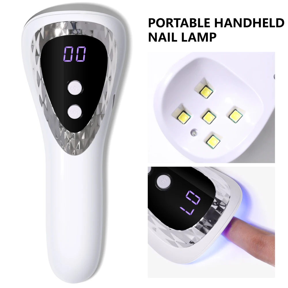 LULAA Portable Handheld UV Led Lamp For Nails Drying Rechargeable Nail Dryer Curing Gel Polish With Display Manicure Machine