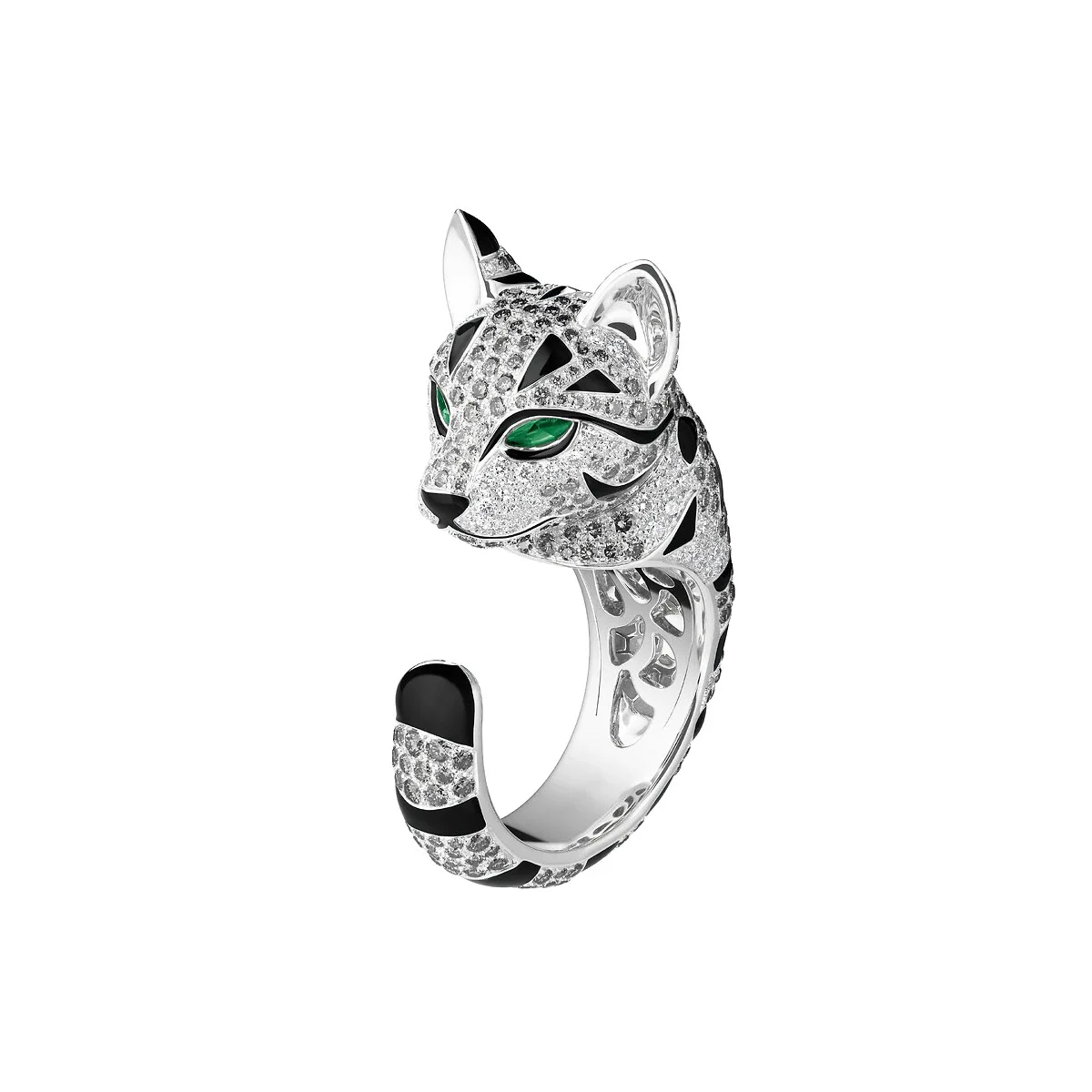 

925 Sterling Silver Gold-plated Ring High Carbon Diamond Leopard Animal Series Leopard Cat Opening Adjustable Rings For Women