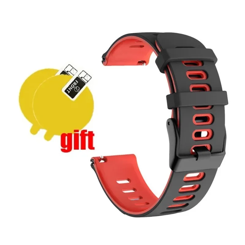 Amazfit Active 2용 화면 보호 필름이 포함된 프리미엄 Quickfit 실리콘 밴드 - 다채로운 스트랩 팔찌 손목밴드