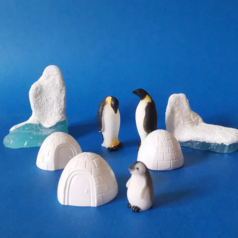 iceberg~penguin seal/fantasy miniatures/lovely animals/fairy garden gnome/moss terrarium decor/statue/bonsai/figurine