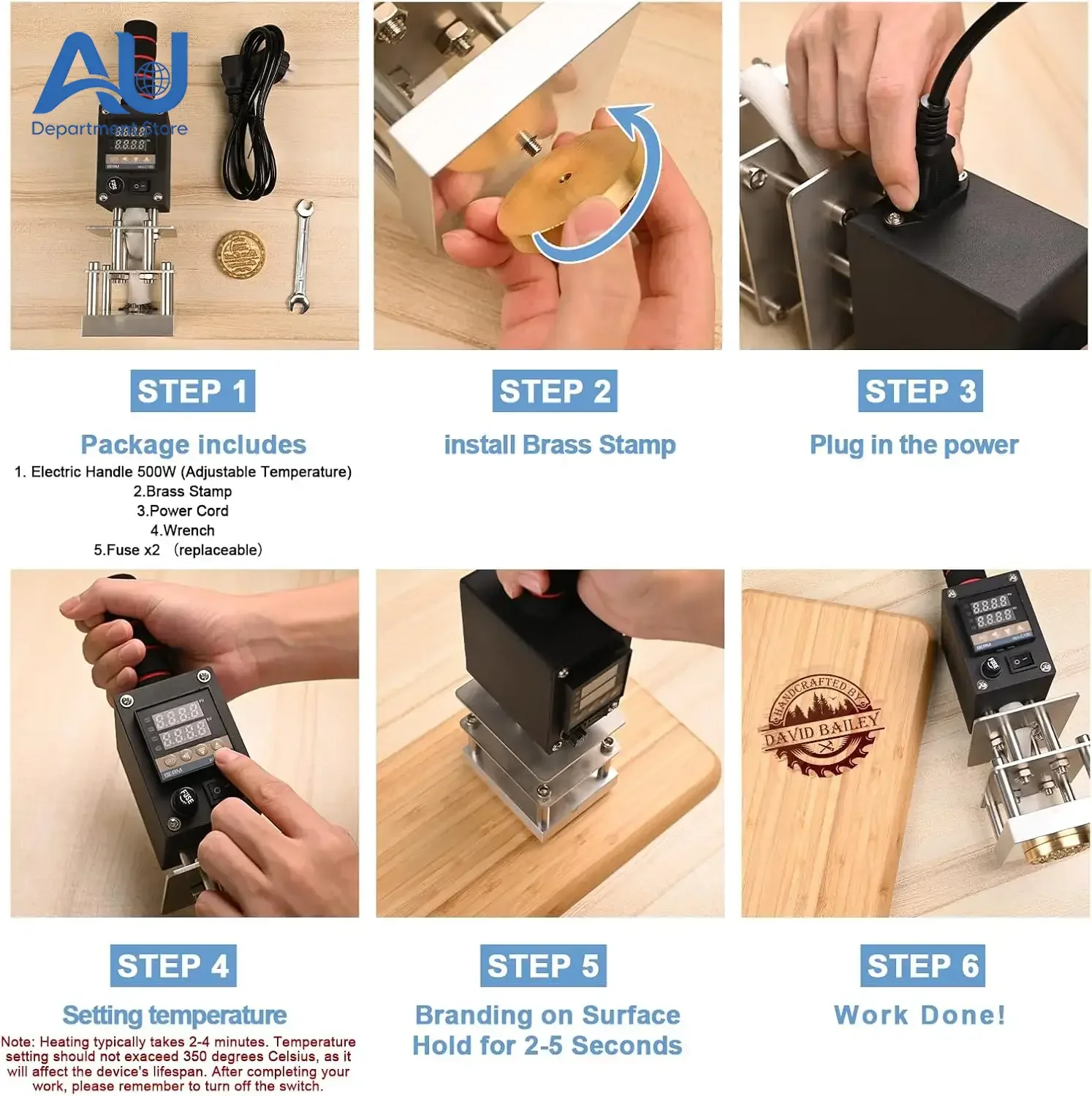 Handheld Hot Stamping Machine Hot Embossing Tool 500W Adjustable Temperature Handheld Copper Mold Hot Stamping Machine