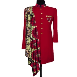 African Men Coat Long Sleeve Men Clothes Suit Jacket Dashiki Tops Coat Print Patchwork Blazer Wedding Dress Suit Shirt WYN1055