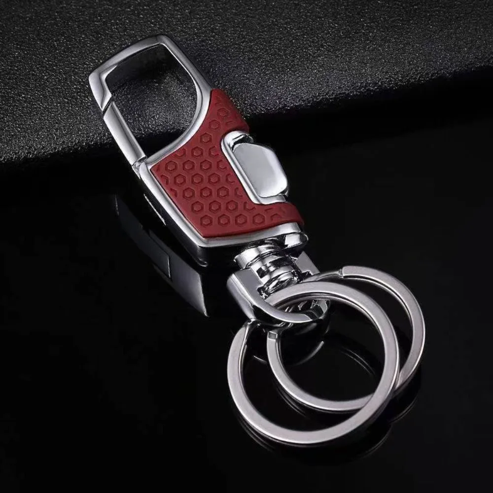 Creative One Click Open Car Key Chain Loss-proof Black Clasp Keyring Holder Thickened Portable Double Ring Key Chain Gifts