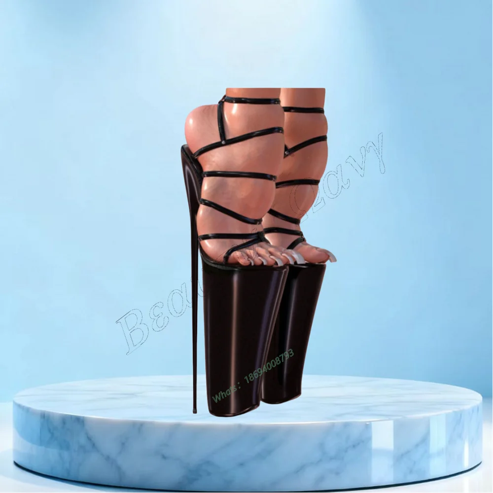 

Black Supper High Heel Platform Sandals Solid Hollow Thin High Spike High Heel Shoes Sexy Women Shoes New Zapatos Para Mujere