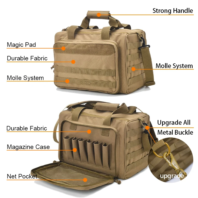 Imagem -03 - Impermeável Tactical Range Bolsa Sistema Molle Tiro Gun Pacote de Armazenamento de Pistola Acessórios Caça Khaki Ferramentas Sling Bolsa 600d