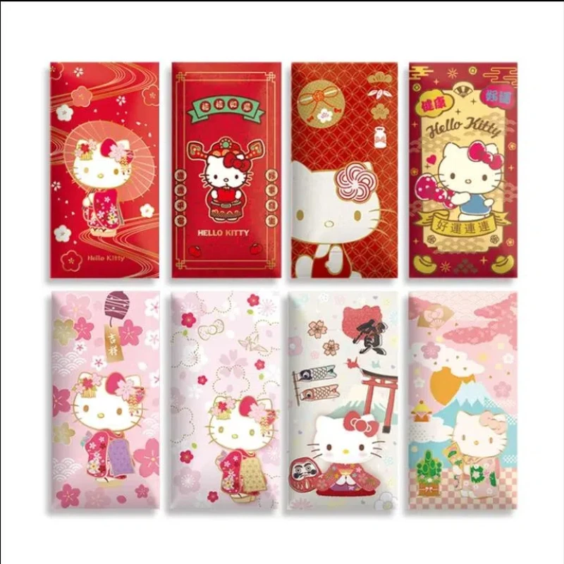 Anime Kawaii Cartoon Cute Sanrios Girl Creative Cartoon Big Head Hellokittys Personality Childrens Happy New Year Red Envelope