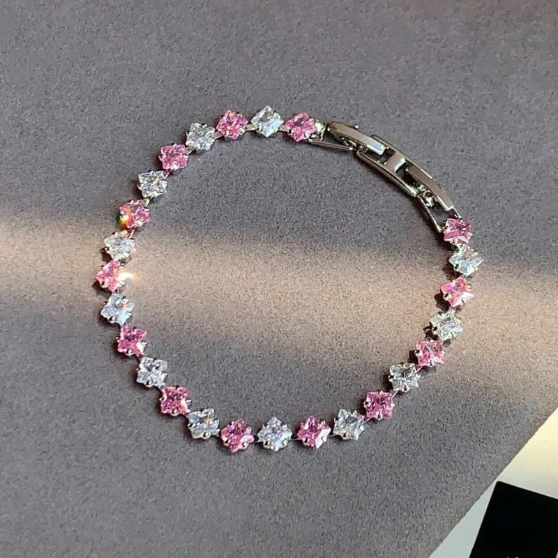 Colored Synthetic Zircon Bracelet Light and Luxurious Buckle Suitable Matching Dresses Is An Ideal Jewelry Gift Valentine's Day