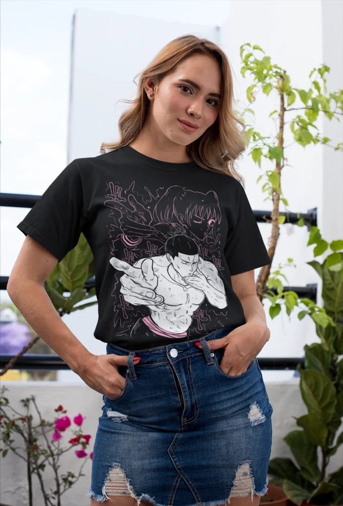 Yuji Itadori T-shirt Todo Jujutsu Kaisen Gojo Horror Anime Black Shirt All Size