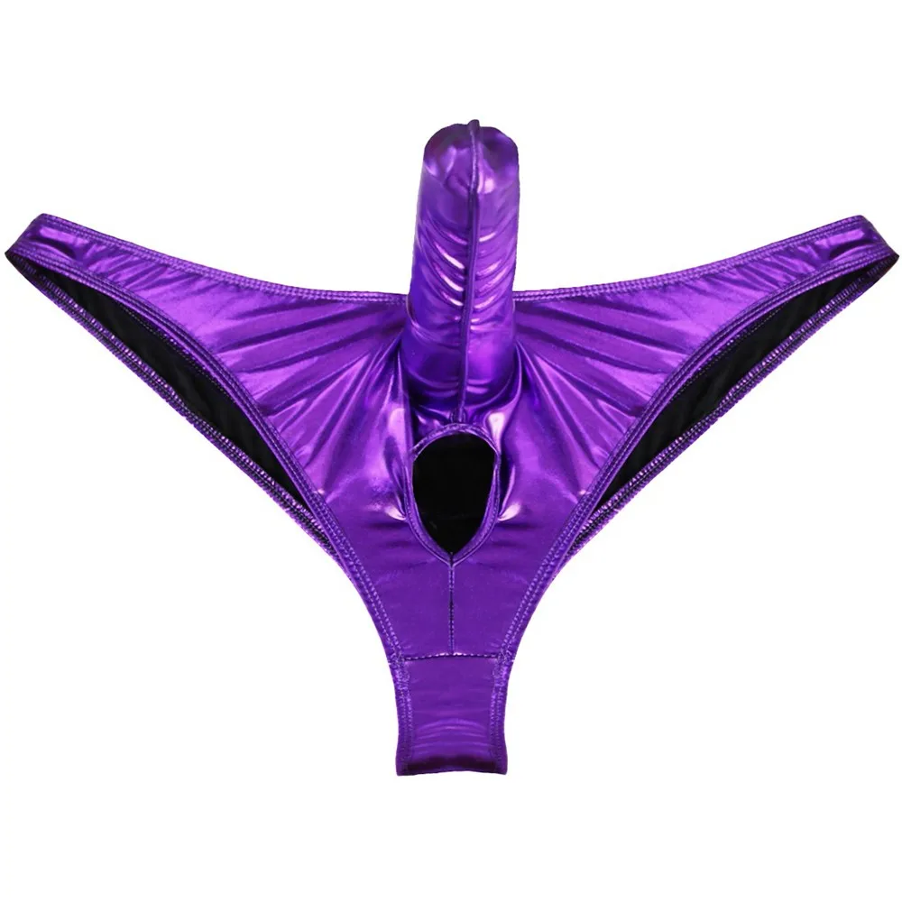 1pc Men\\\\\\\'s Sexy Lingerie Ball Hole Thongs Underwear Closed Sheath Briefs G-strings Solid Color Man Exotic Panties