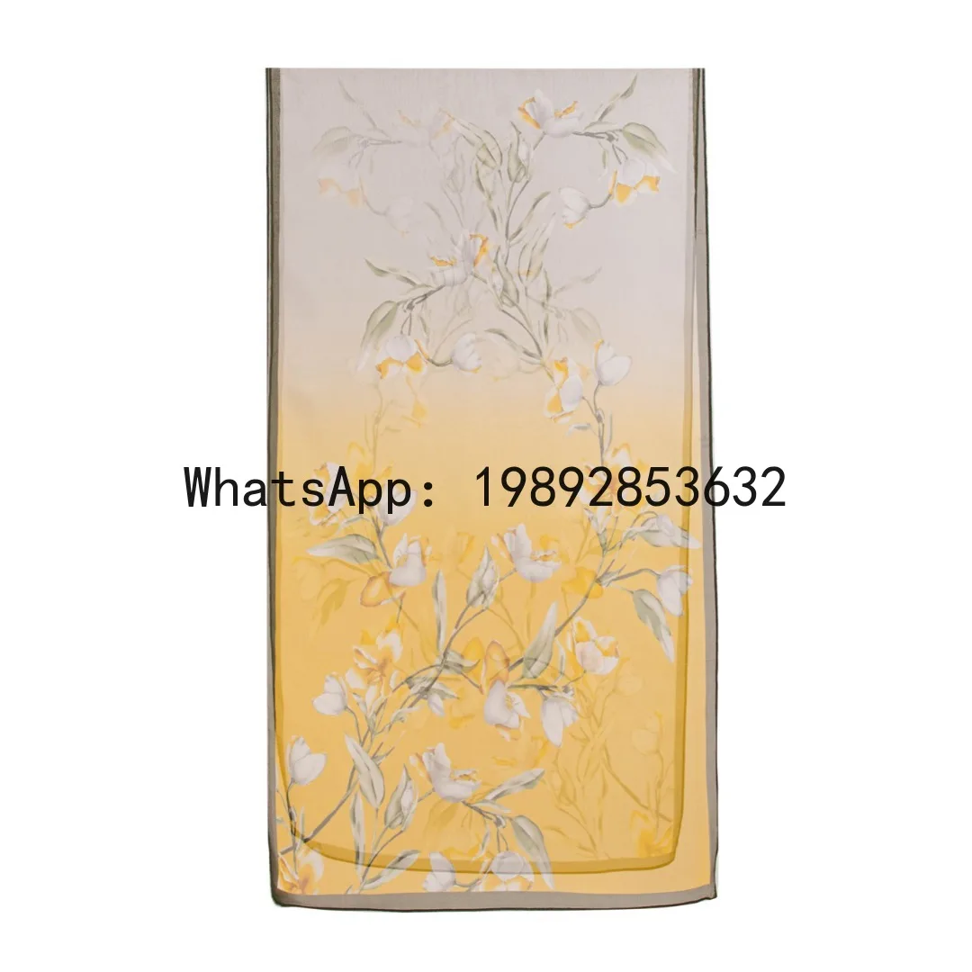 

Шелковый шарф XL с принтом, элегантный длинный шарф из тутового шелка, модный длинный шарф-шаль для весны и лета