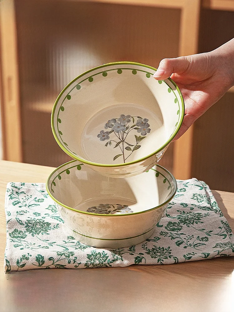 

Modern Housewife Underglaze Cerc Soup Bowl Noodle Bowl Large Capaci Diwaer Se Microwave Se Floral Patterned Bowl