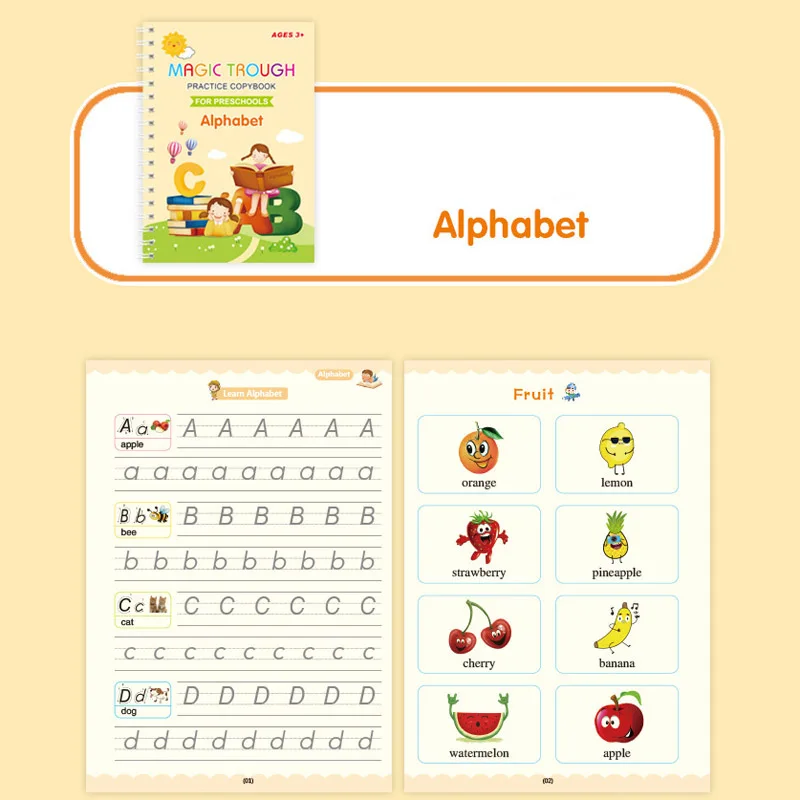 5 Books/set Children's Reusable Exercise Book Magic Calligraphy Number Letterspainting Multiplication and Division Exercise Math