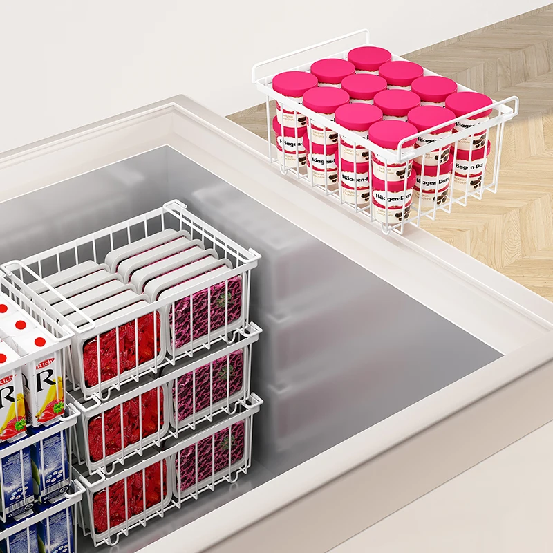 Internal Storage Rack for Fridge Freezer Multi-Level Partitionable Hanging Basket Food Storage Basket Refrigerator Organizer