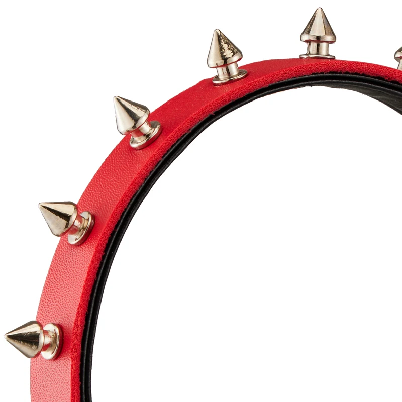 Punk Rivet Leather Headband Gilrs Harajuku Hair Hoop Gothic Lolita Retro Red Black Spikes Hairband Cosplay Hair Accessories