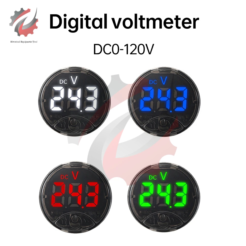 Car Voltmeter DC7-120V/DC 0-120V LED Digital Display Round Touch Control Voltmeter Voltage Tester Meter Monitor Two Wire Panel