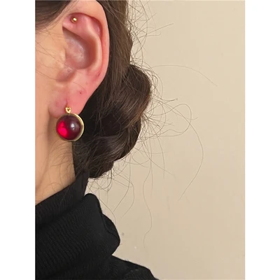 Brass Stunning Retro Colorful Half Ball Stud  Earrings Women Jewelry Punk Party T Show Classic Gown Runway  Korean Japan  Style