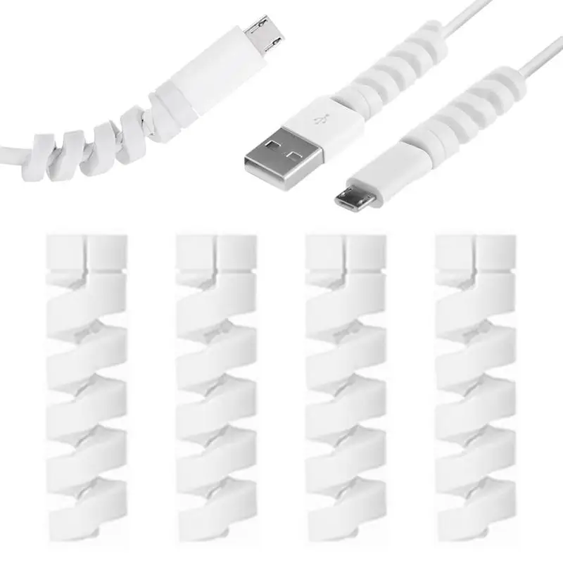 Spiral Charging Cable Protector Charger Cable Protector Spiral Protector 4X Stylish For USB Data Cable Prevent Pets From The