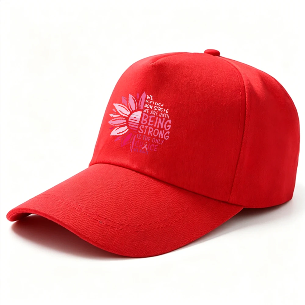 Pink Ribbon Breast Cancer Awareness Being Strong Sunflower Cotton Adjustable Baseball Cap for Survivors Family Loved One Dad Hat