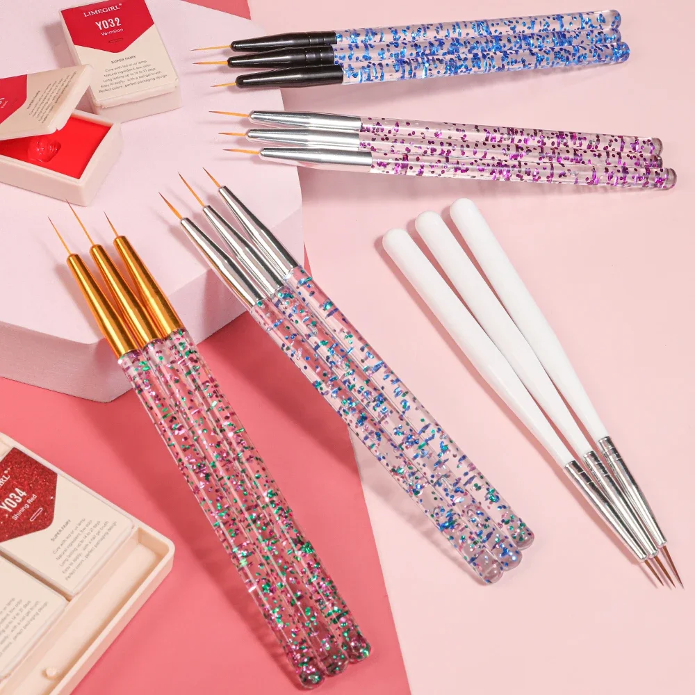 

3pcs Nail UV Gel Brush Painting Pen Manicure Set DIY Ultra-Thin Line Drawing Pen Acrylic French Stripe Manicure Liner Brush Tool